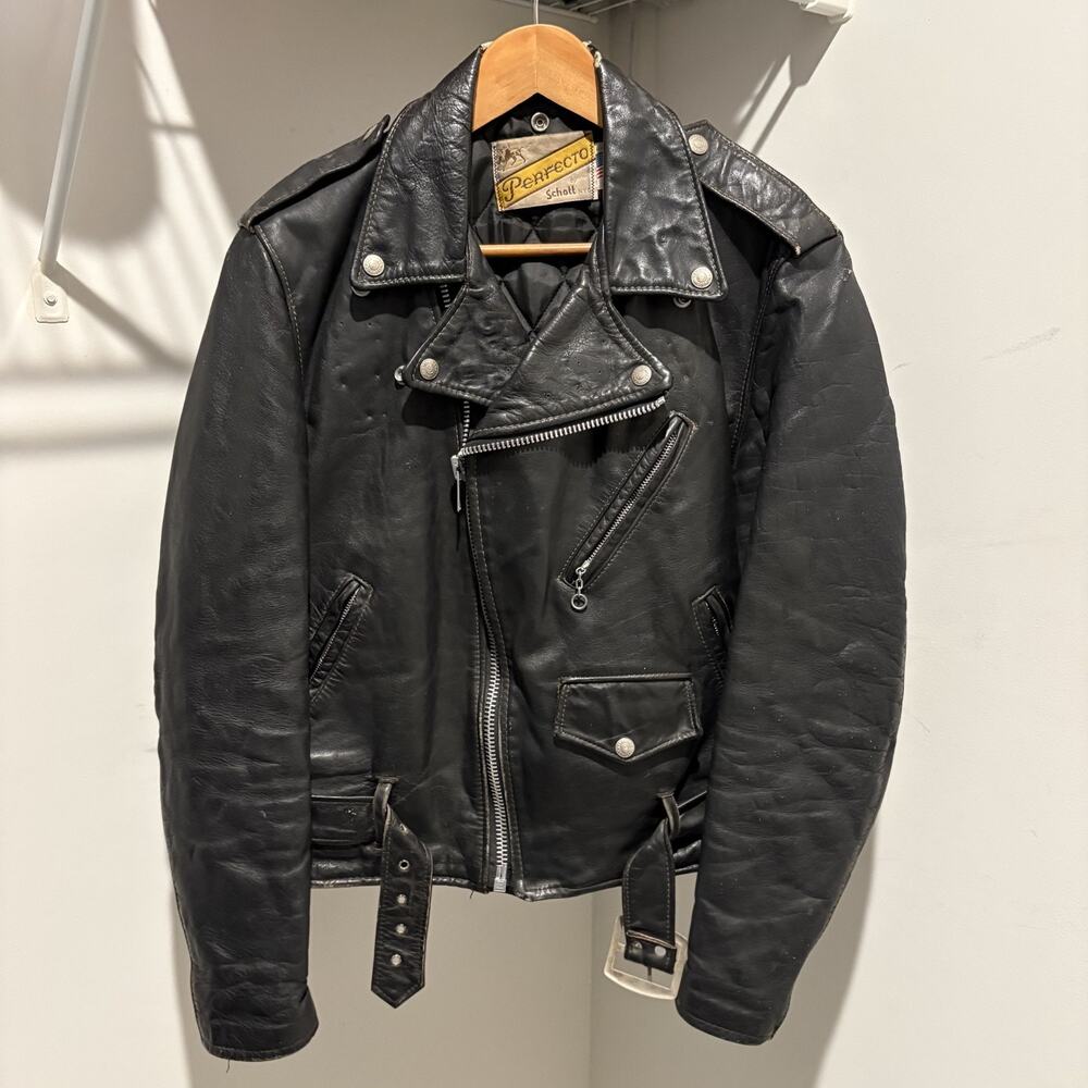 Vintage Schott Perfecto 618 Steer Hide Leather Jacket Men's Size 40 Motorcycle